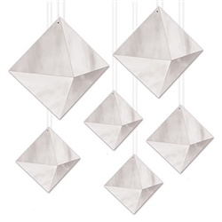 Add a striking geometric accent to your party for a classic, clean style.  These 3-D Foil Diamonds in Silver are eye catching and guaranteed to be a decor focal point.  Some assembly is required.