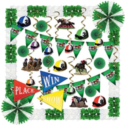 Feel like you're at the track, no matter where yu are with this all-in-one Horse Racing Decorating kit!  You'll have everything you need to watch the race in style.  You're guests will feel like they've won the Triple Crown!