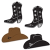 Foil Cowboy Hat & Boot Silhouettes - 4 Piece Set