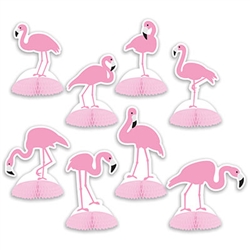 Why settle for a flock of seagulls when you can have a flock of flamingos?!  Turn you dessert table into a tropical paradise for your Luau themed party with these Flamingo Mini Centerpieces.  Sold 8 per package.