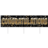 Say congratulations in a big way with this All Weather Jumbo Congrats Yard Sign.  Made of corrugated plastic, includes 3 15 inch long spikes for mounting in the yard.