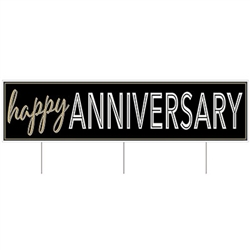 It doesn't have to be a milestone anniversary to say Happy Anniversary in a big way.  This All Weather Jumbo Happy Anniversary Yard Sign is sure to put a smile on that special someone's face!  Includes three 15 inch long metal spikes for yard mounting.