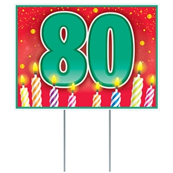 80 may be the new 60, but it's still a milestone to be celebrated!  Let everyone in the neighborhood know with this colorful, easy up all weather plastic yard sign.