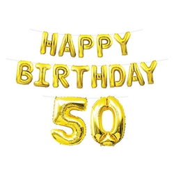 Happy Birthday 50 Balloon Streamer