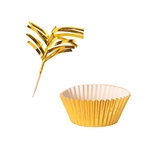 Metallic Cupcake Liners & Picks - Gold