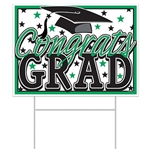 All-Weather  Congrats Grad Yard Sign - Green