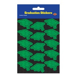 Prismatic Green Grad Cap Stickers (2 sheets/pkg)