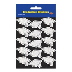 Prismatic White Grad Cap Stickers (2 sheets/pkg)