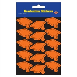 Orange Graduation Cap Stickers