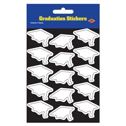 White Graduation Cap Stickers