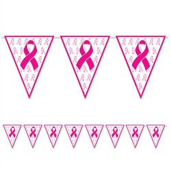 Pink Ribbon Pennant Banner