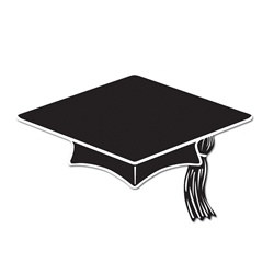 Black Mini Grad Cap Cutouts (10/pkg)