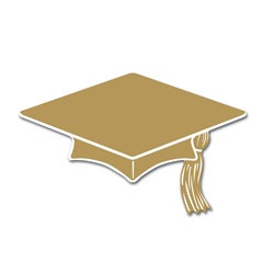 Gold Mini Grad Cap Cutouts (10/pkg)