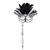 Black and White Feather Mask w/Stick