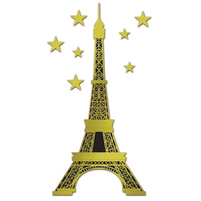 Jointed Foil Eiffel Tower with Stars
