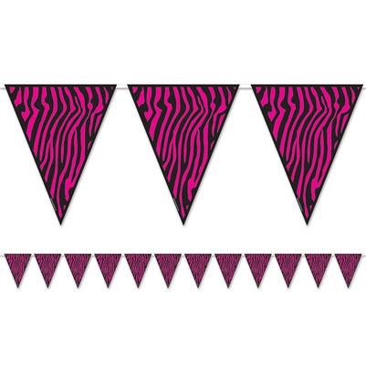 Cerise Zebra Print Pennant Banner