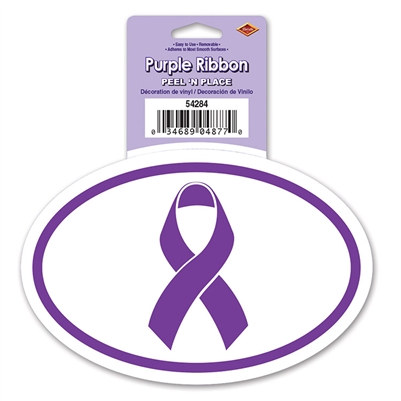 Purple Ribbon Peel 'N Place Sticker Decal
