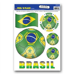 Brasil Soccer Peel 'N Place (6/Sheet)
