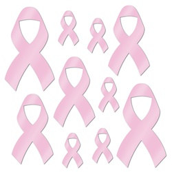 Foil Pink Ribbon Cutouts (10/pkg)