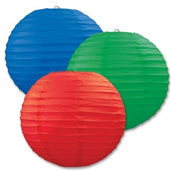 Red, Blue, and Green Paper Lanterns (3/Pkg)