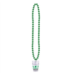 Green Beads with Graduation Class Medallion (1/pkg)