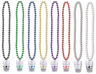 Beads with Graduation Shot Glass Medallion (Choose Color)