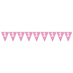1st Birthday Pennant Banner (Pink)