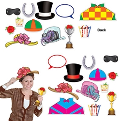 Add these Horse Racing Photo Fun Signs to your derby day viewing party! These photo fun signs will help you get a new Facebook profile picture and Instagram post. The photo props range in size from 4 inches to 15.25 inches. Comes 12 per package.