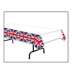 This Union Jack Tablecover measures 54 inches by 108 inches and is plastic by nature. This tablecover is not only a great party decoration, but it's also great at protecting your tables, just in case someone had a little too much tea! One per package.