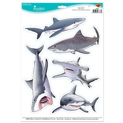 The Sharks Peel 'N Place are shark stickers that look just like some of the breeds you would see an ocean, including the great white and hammerhead shark. This stickers are removable and will adhere to most smooth surfaces. Comes five stickers per sheet.