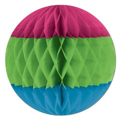 Cerise, Light Green, and Turquoise Art-Tissue Ball