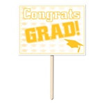 Gold Congrats Grad Yard Sign