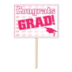 Pink Congrats Grad Yard Sign