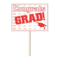 Red Congrats Grad Yard Sign