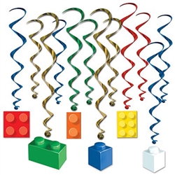 Brighten up the room with Building Block Whirls!  Add color and excitement to a classroom or partyHang them from the ceiling or around the room and they'll transform your home or classroom into a fun house!