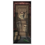 The Speakeasy Door Cover is made of all-weather plastic and measures 30 inches wide and 6 feet tall. Printed with a wooden door and various signs with shadows of policemen approaching. Printed one side. Contains one (1) per package.