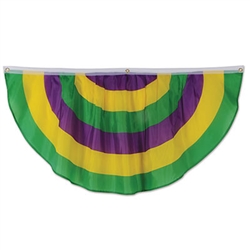 Add the rich traditional colors of Mardi Gras to your event, whether it's indoors or out with this Mardi Gras All-Weather Fabric Bunting.  Ready to hang, it measures 4 feet wide by 2 feet tall.  Reusable and easy to hang using attached grommets.