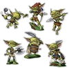 The Goblin Cutouts are green, muscular and dressed for battle. They are made of cardstock and measure between 12 and 14 inches. Printed on two sides. Contains 6 cutouts per package.