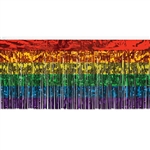 Add a touch of pride and color to your event tables, stages and backgrounds with this shimmering rainbow colored metallic table skirting.  30 inches tall and 14 feet long, 1 ply.
Please Note: Not intended to be used as wearing apparel.