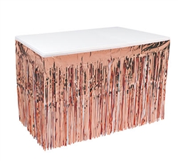 Your tables will shimmer in the lightest breeze with this scintillating Rose Gold 1 Ply Metallic Table Skirting.  An easy, fun and inexpensive way to add interest and color to any venue.  Easy to hang and reusable with care.