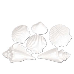 White Plastic Seashells (6/pkg)