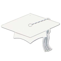 White Graduate Cap Silhouette, 16 inches