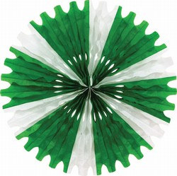 Green and White Art-Tissue Fan