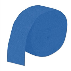 Medium Blue Flame Retardant Crepe Streamer, 85 ft