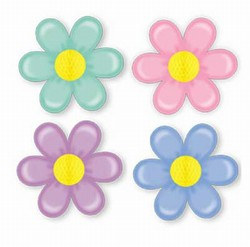 Retro Flowers with Tissue Center (1/pkg)