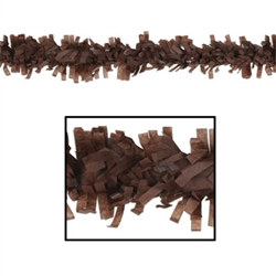 Whether you hang it from the ceiling, wrap it around a banister or outline your cubicle, the brown tissue festooning is ready to go! The product measures 25 feet long by three inches wide and is made of art-tissue material. Comes one per package