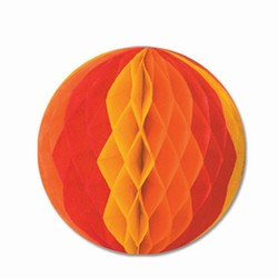 Gold, Orange, and Red Art-Tissue Ball, 12 in