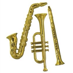 Gold Plastic Musical Instrument Decorations