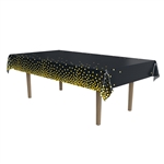 Metallic Polka Dots Tablecover - Black and Gold