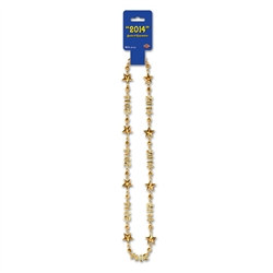 Gold "2014" Beads-Of-Expression (One Beaded Necklace Per Package)